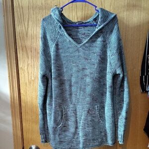 Eddie Bauer Teal and Aqua Hooded Knit Pullover